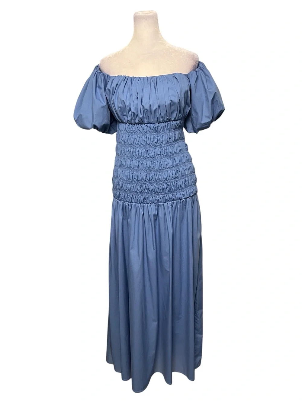 Abercrombie & Fitch Blue Off Shoulder Smocked Low Waist Maxi Dress NWOT